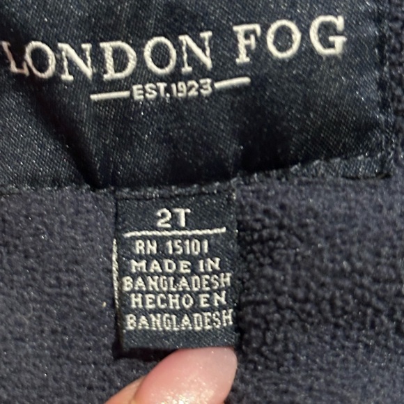 London Fog puffer coat plaid blue black winter hood zipper front jacket - Picture 4 of 13